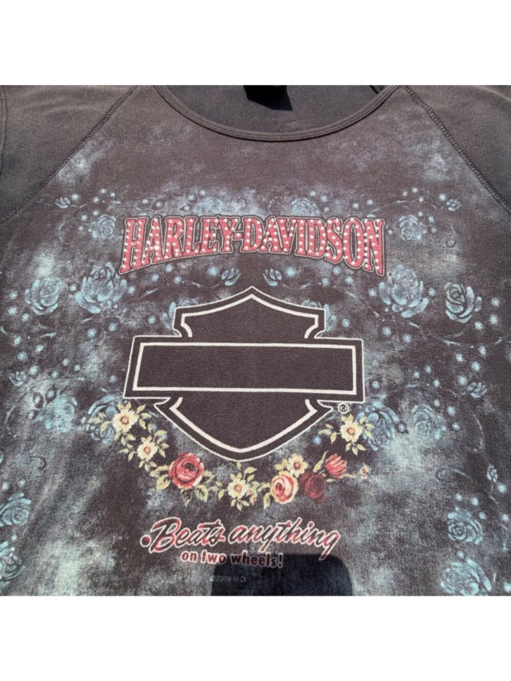 Y2K Harley-Davidson Womens Sleeveless Shirt Floral Graphic - Picture 2 of 5